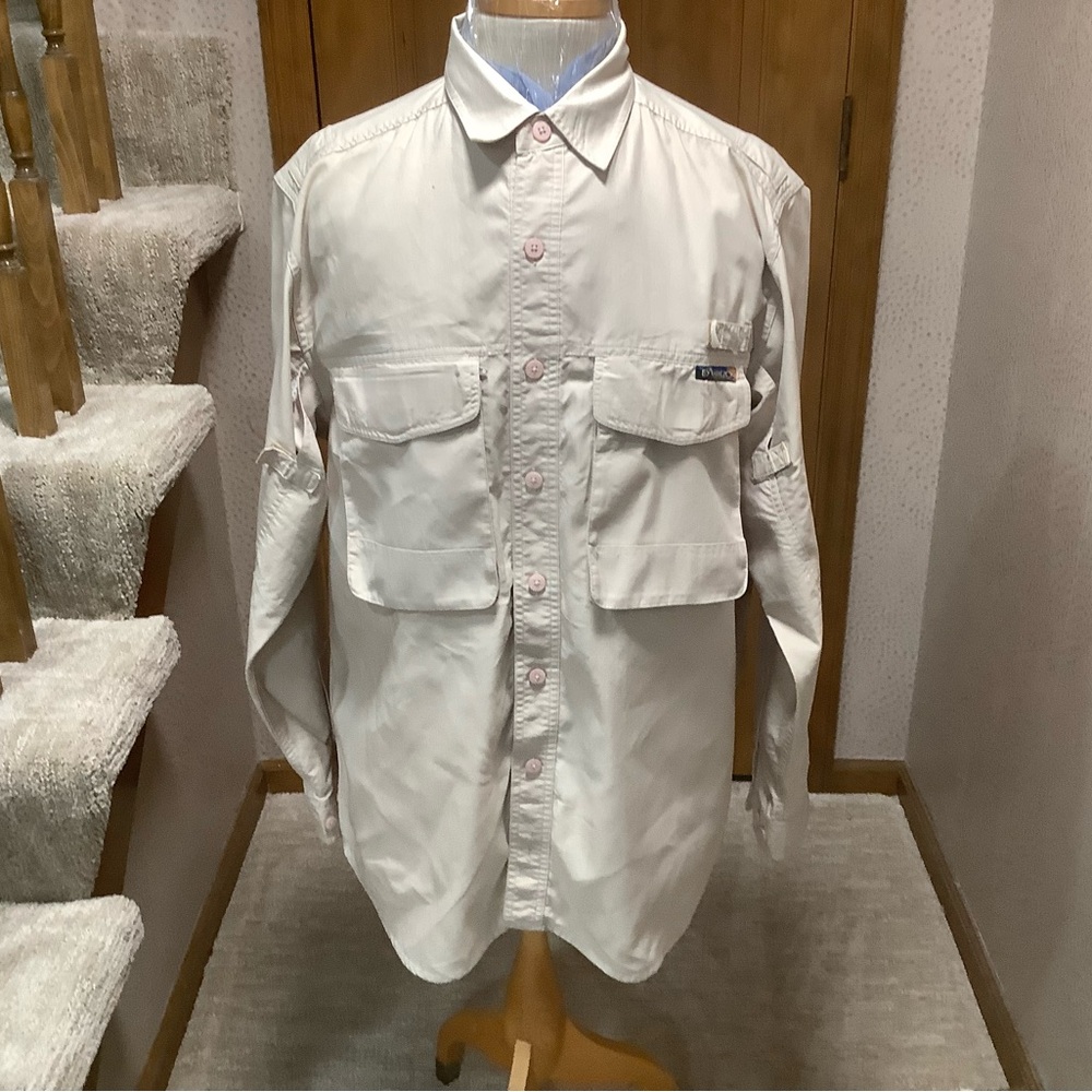 ExOfficio Men's Light Cream Button-Down Casual Shirt size M